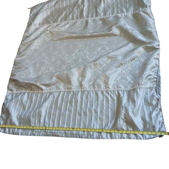 Baroque Satin Throw Blanket 55" x 47" Rope Edging Light BLUE Gold Stripe Elegant - Picture 8 of 14